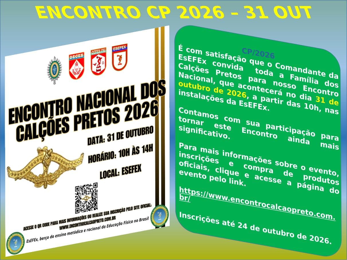 AsEFEx - Convite para Encontro Nacional Calção Preto 2026